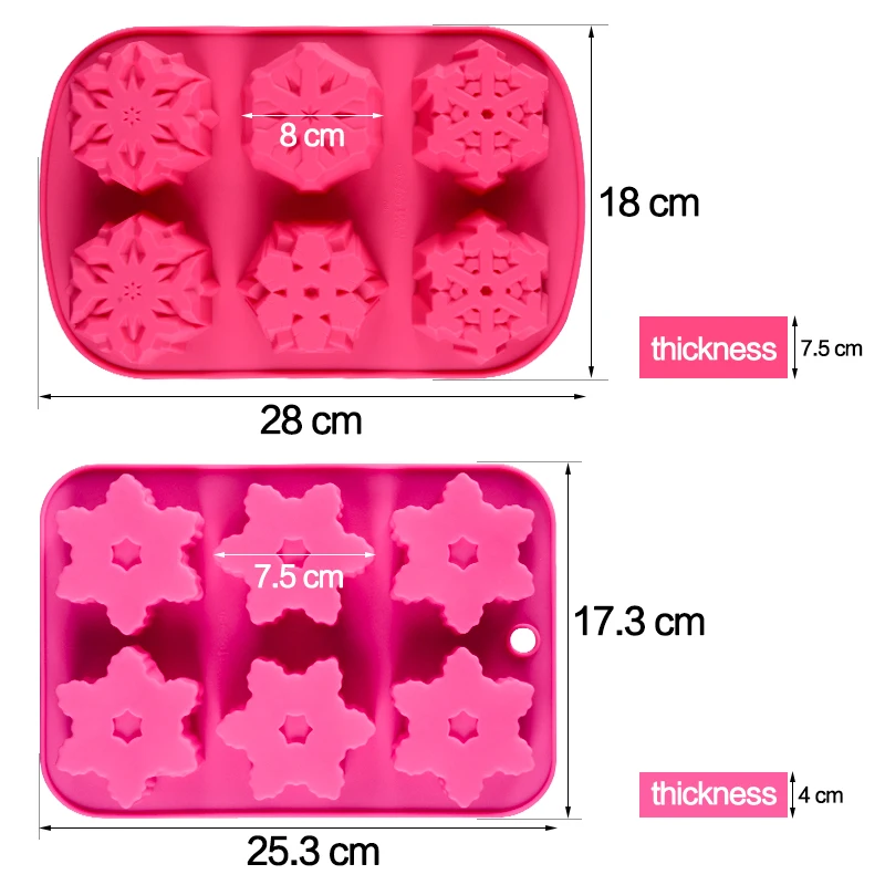 SJ 2 снежинки силиконовые формы для мыла мыльницы ручной работы Рождество Пресс 3D