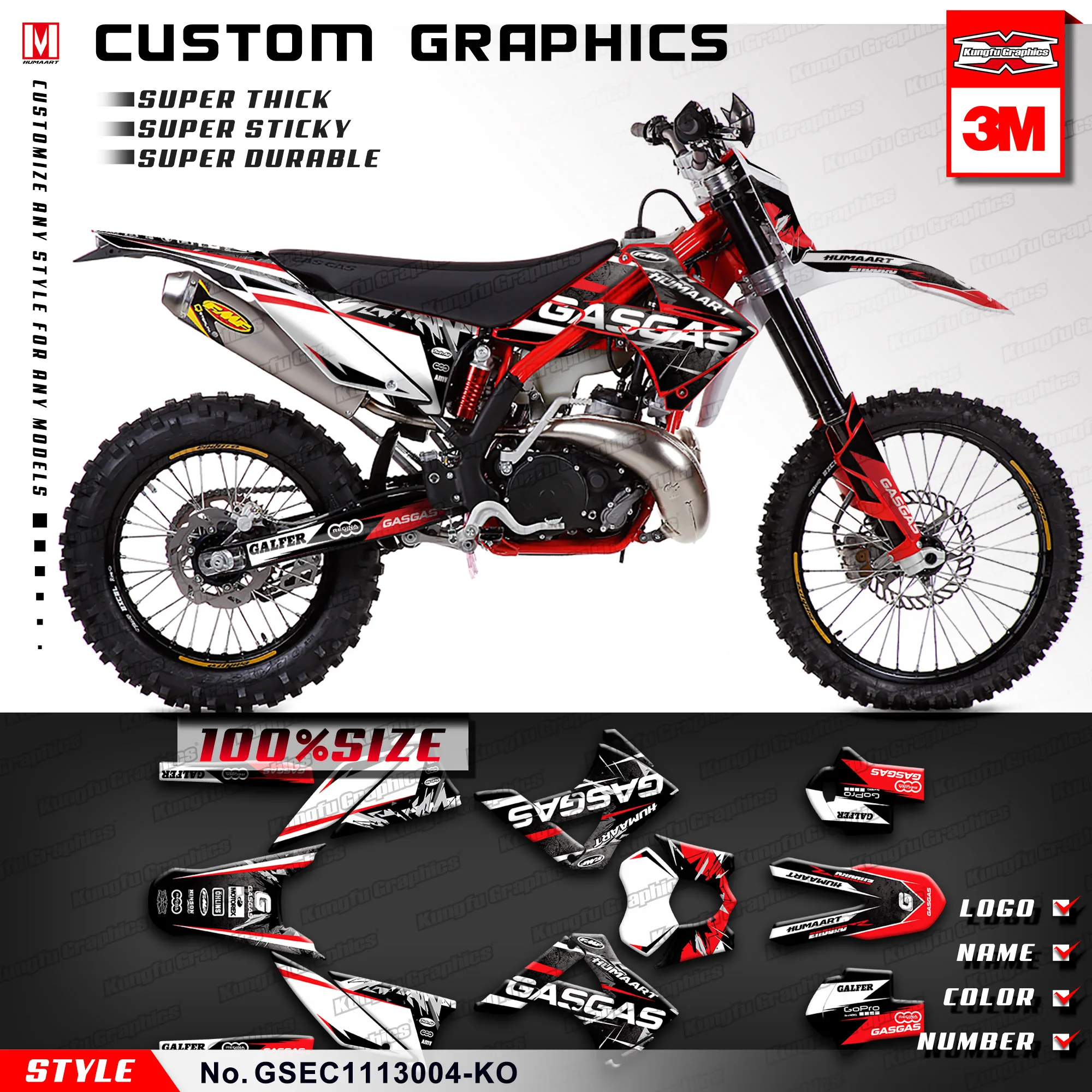 KUNGFU графические стикеры мотокросса набор для газового газа EC 125 200 250 300 2T 450 4T шесть