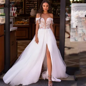 Свадебное платье принцессы LORIE 2021, платье невесты с открытыми плечами и Боковым Разрезом, свадебные платья, иллюзионное платье на спине, платье для невесты