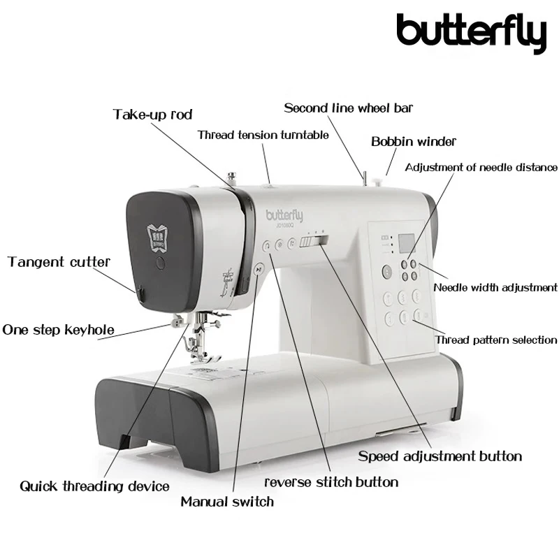 Электронная швейная машина немецкого дизайна JD1080Q Butterfly домашняя