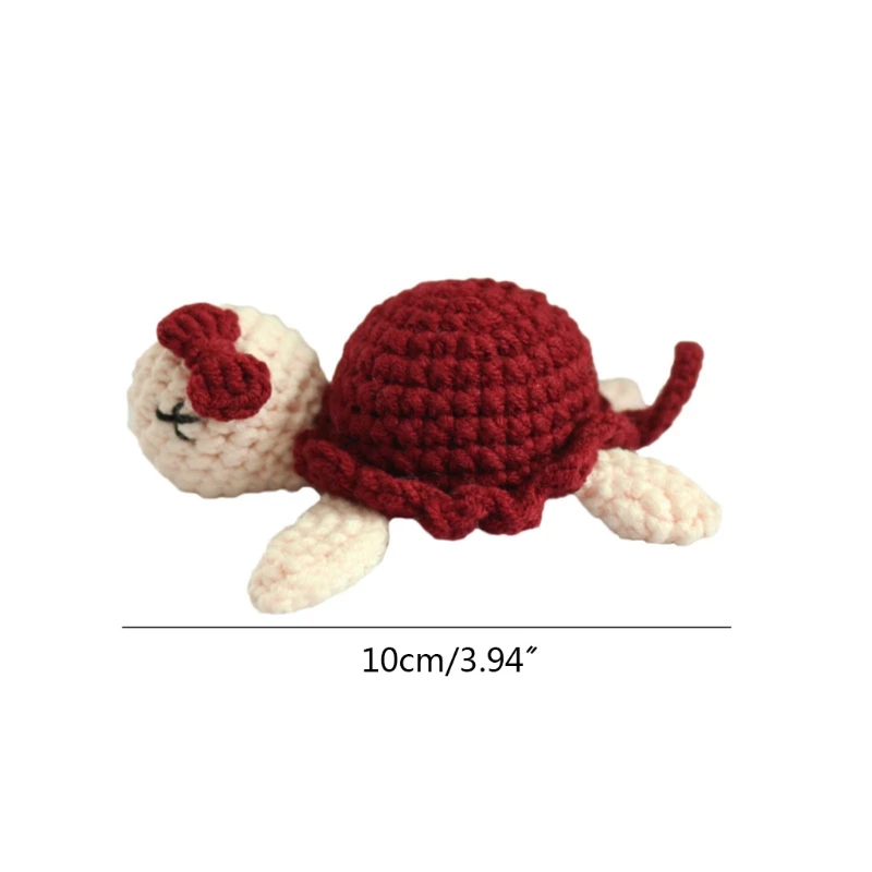 

H55B DIY Crochet Tortoise Bead Pacifier Clip Chain Accessories Baby Teething Soother Handmade Knitting Turtle Crib Sensory Toy