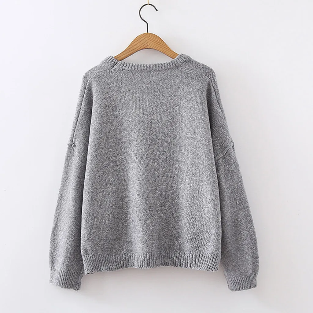 Свитер Женский вязаный осенне-зимний с круглым вырезом | Женская одежда