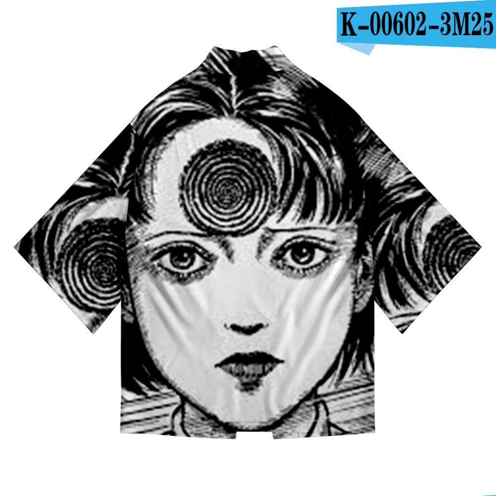 Junji Ito 3D печать Аниме японское кимоно хаори юката косплей для женщин/мужчин Модная Летняя Повседневная крутая уличная одежда с коротким рукавом - Цвет: A