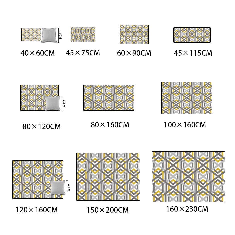 

Nordic style geometric bright yellow gray cross line rug bedroom living room cafe sofa floor mat carpet tapis toilet door mat