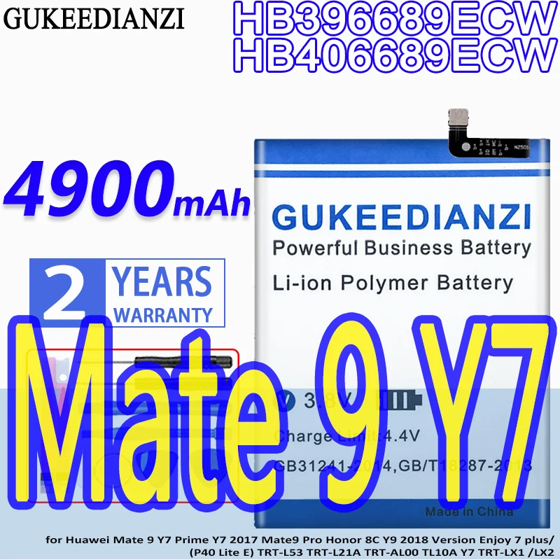 

Аккумулятор GUKEEDIANZI HB396689ECW HB406689ECW 4900 мАч для Huawei Mate 9 Y7 Prime Y7 2017 Mate9 Pro Honor 8C Y9 2018 Mate9 Honor8C