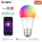 Умная Светодиодная лампа Tuya ZigBee, неоновая лампа E27 с голосовым управлением, дистанционным управлением через приложение Alexa Google Home, RGBCW, цветов