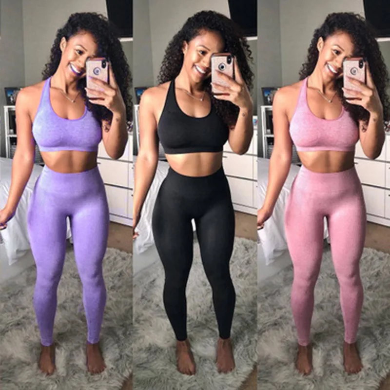 

2021 Winter Hot Sale Women Gym Suit Yoga Sets Fitness Set Ropa Deportiva Mujer Sports Clothing Yoga Clothing Women Yoga Suit