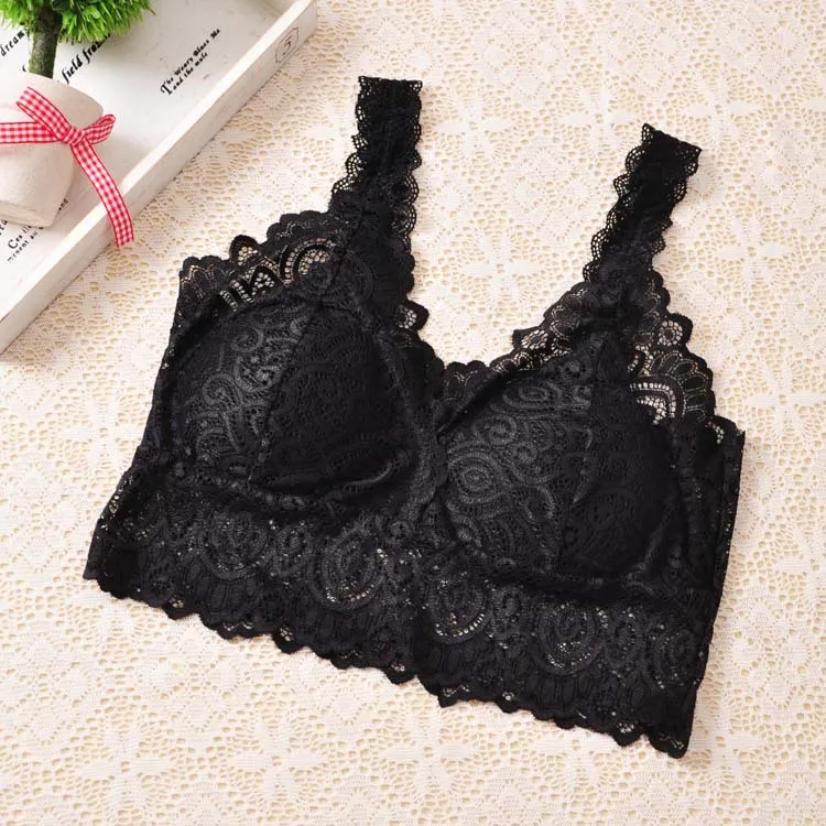 wokeayer New Sexy Women Lace Crochet Bralette Bralet Bra Bustier Crop Top Floral Cami Padded Tank Tops | Женская одежда