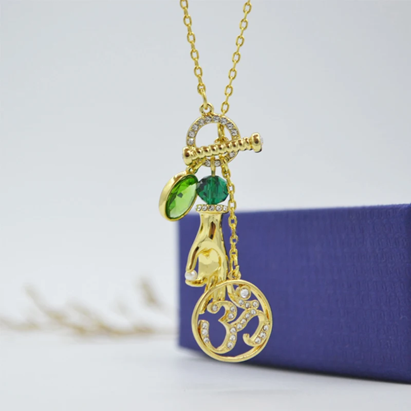 AWS 2020 Новая мода и изысканная зеленая рука ожерелье Ом для подруги романтическое
