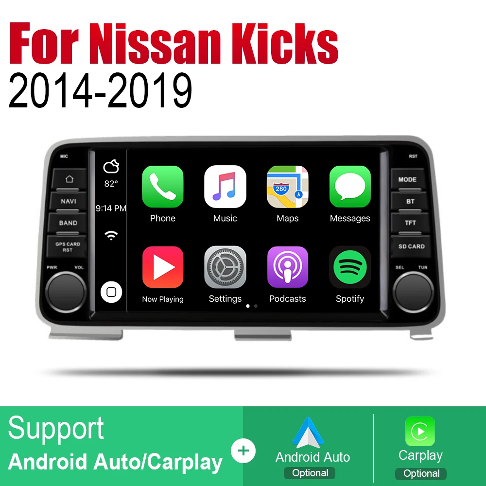 Android 2 Din Авто Радио для Nissan Kicks 2014 2015 2016 2017 2018 2019 автомобильный мультимедийный