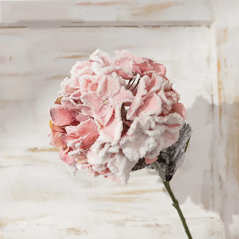 

2Pcs Artificial Flowers Large Head Spread Snow Hydrangea for Christmas Home Decoration Silk Flowers Wedding Background Layout