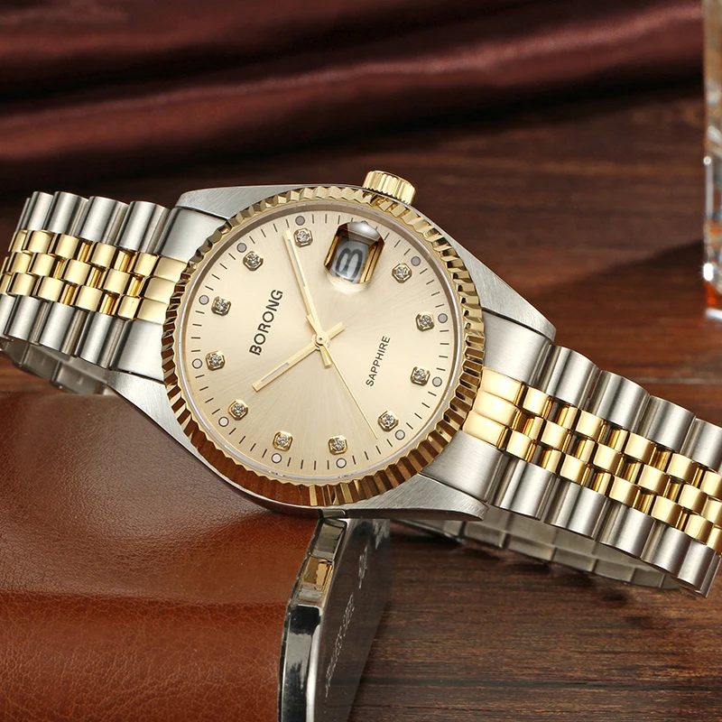 Мужские наручные часы мужские лучший бренд роскошные BORONG из нержавеющей стали