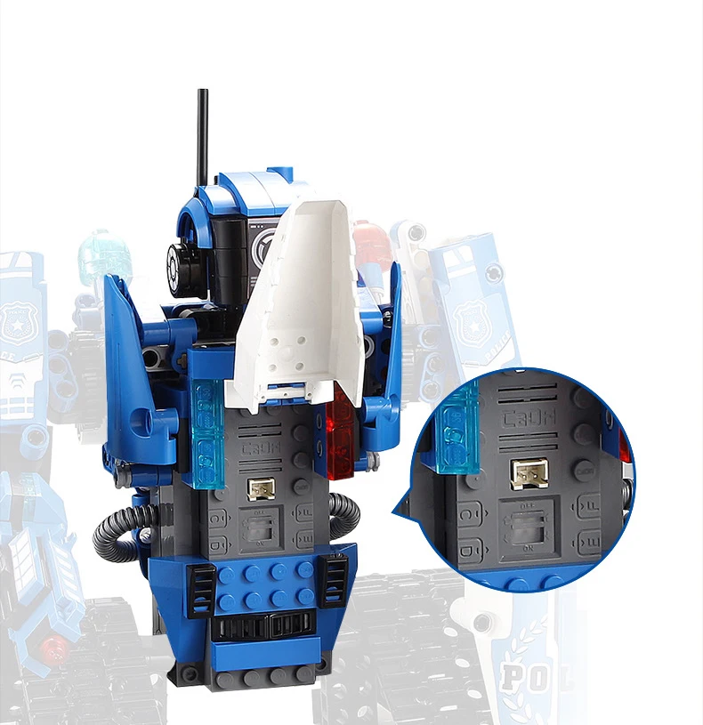 Technic 2,4 Ghz rc трансформация гусеничный полицейский робот строительный блок со звуковым кирпичом полицейский автомобиль радиоуправляемые игрушки