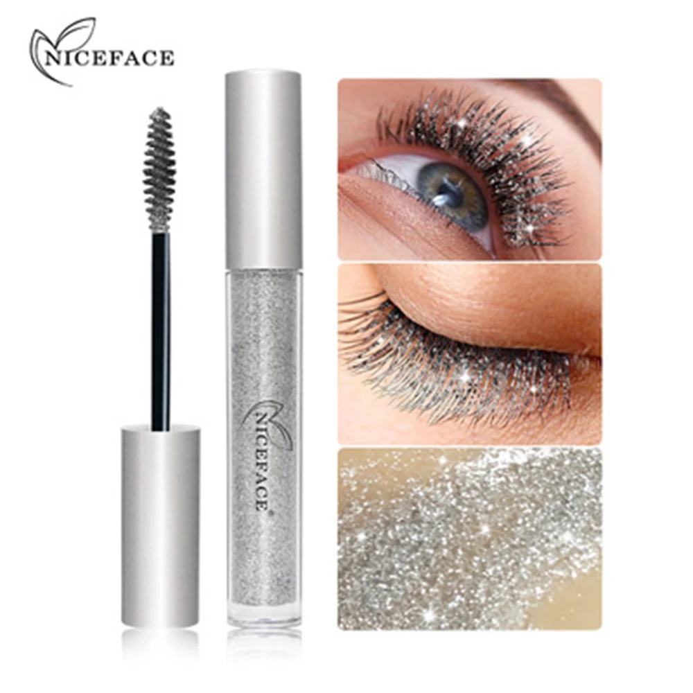 

NICEFACE 1PC Diamond Shimmer Mascara Shiny Lasting Waterproof Curling Lengthening Eyelashes Quick-Drying Eye Makeup Cosmetics