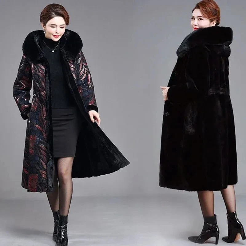 Новые зимние меховые куртки женские двусторонние широкие пальто средней длины