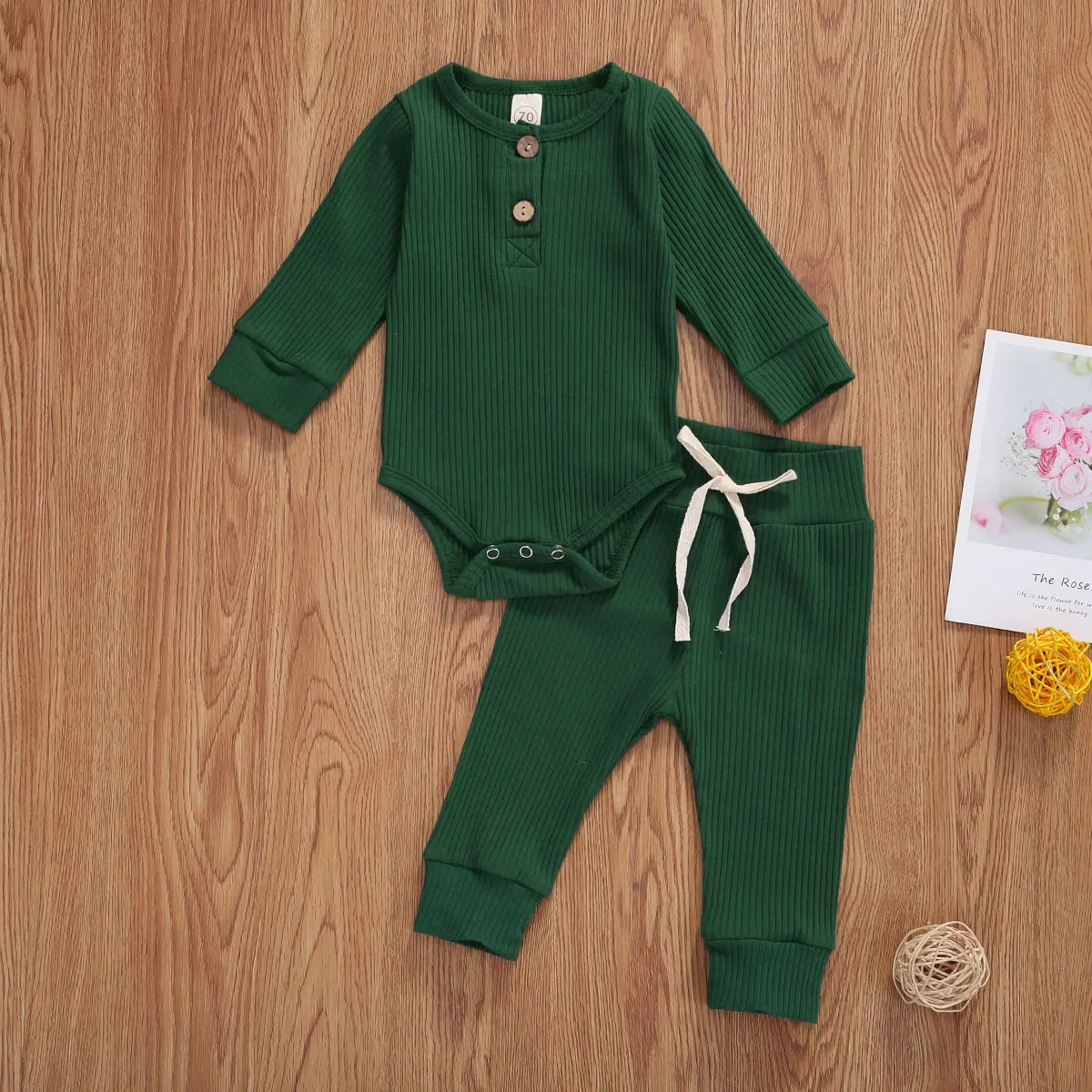 Baby Outfits 2Pcs Set Fashion Casual Long Sleeve Knitted Bodysuit Jumpsuit +Trousers Suit Solid Spring Autumn Clothes |