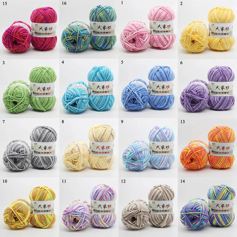 Экологически окрашенная хлопчатобумажная пряжа для ручного вязания красочная 5