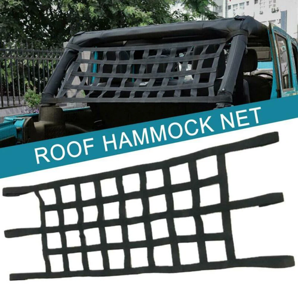 

152*43cm Soft Nylon Car Multifunction Roof Hammock Net Cargo Storage Grid For Jeep Wrangler TJ JK JL 1997-2019 Car Accessories