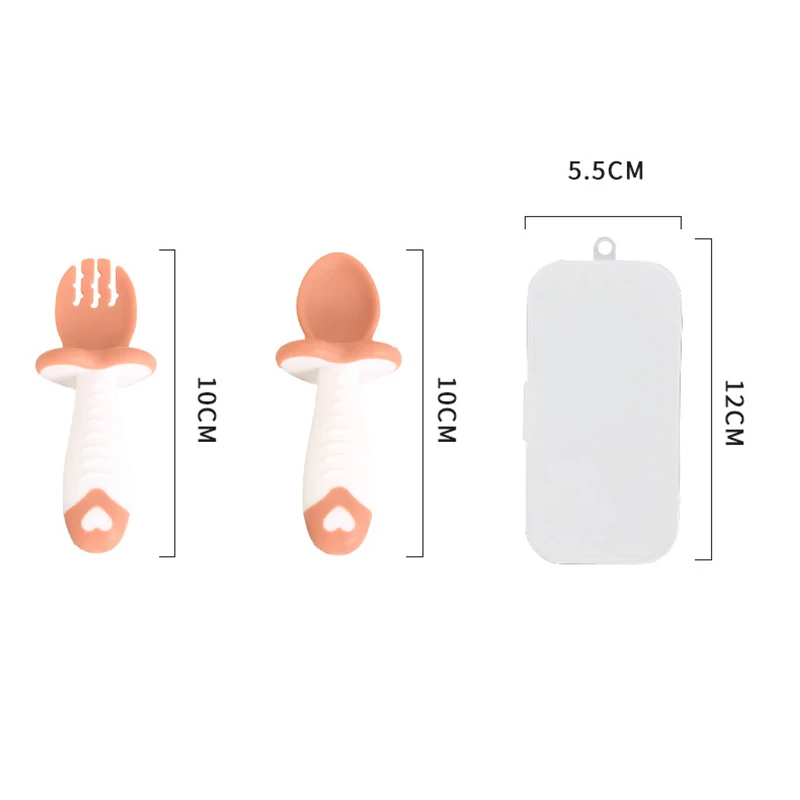 

Baby Training Soft Head Spoon and Fork Short Handle Kids Spoon Fork Set