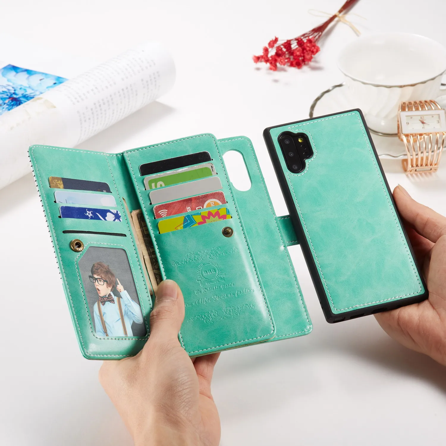 9 держатель для карт кошелек чехол для samsung Galaxy Note 10 Plus Note 9 S10 S9 S8 Plus S10E Флип кожаный съемный магнитный чехол для телефона