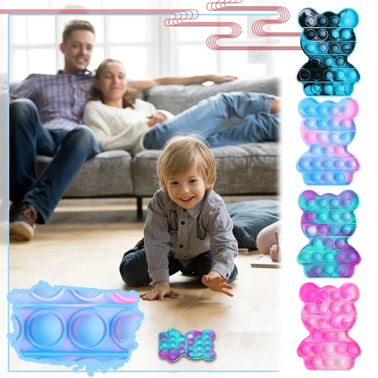 

Relieve Stress Fidget Toys Rainbow Bear Push Antistress Hand Adult Children Sensory Relieve Autism Toy