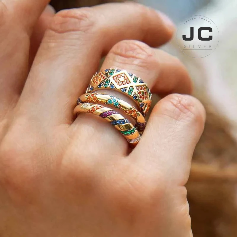 Новое модное украшение из серебра с оригинальной гравировкой - большое многоцветное племенное кольцо с полоской для женщин. Моно гламурный подарок ювелирных изделий.