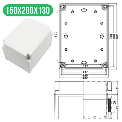 200x150x130mm(LxWxH) Высококачественная Водонепроницаемая электрическая распределительная коробка серии AG, IP67, ABS пластик, RoHS, чехол для корпуса, наружная распределительная коробка - Цвет: 200x150x130mm(LxWxH)