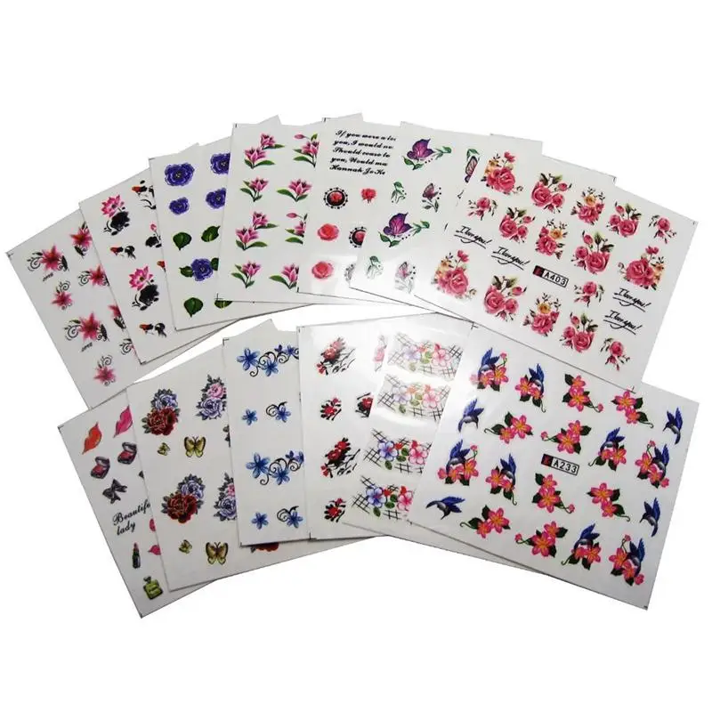 

50Sheets/Lot Fashion Mix Styles Flower Water Transfer Nail Art Stickers Decals Spring Theme DIY Slider For Manicuring Beautiful