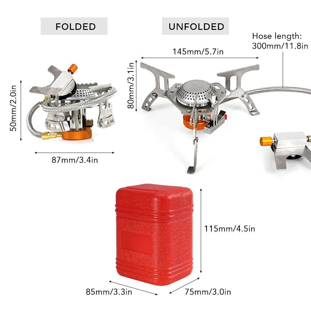 Газовая плита Tomshoo 3500 Вт с ветрозащитным экраном Ультралегкая портативная для
