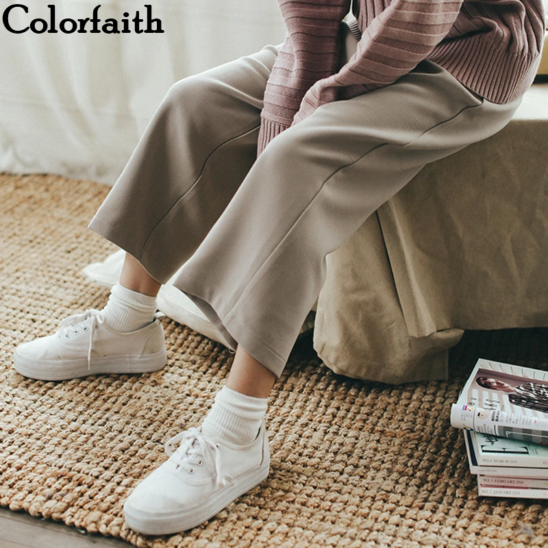 Colorfaith Новинка 2019 осень зима женские брюки корейский стиль Высокая талия