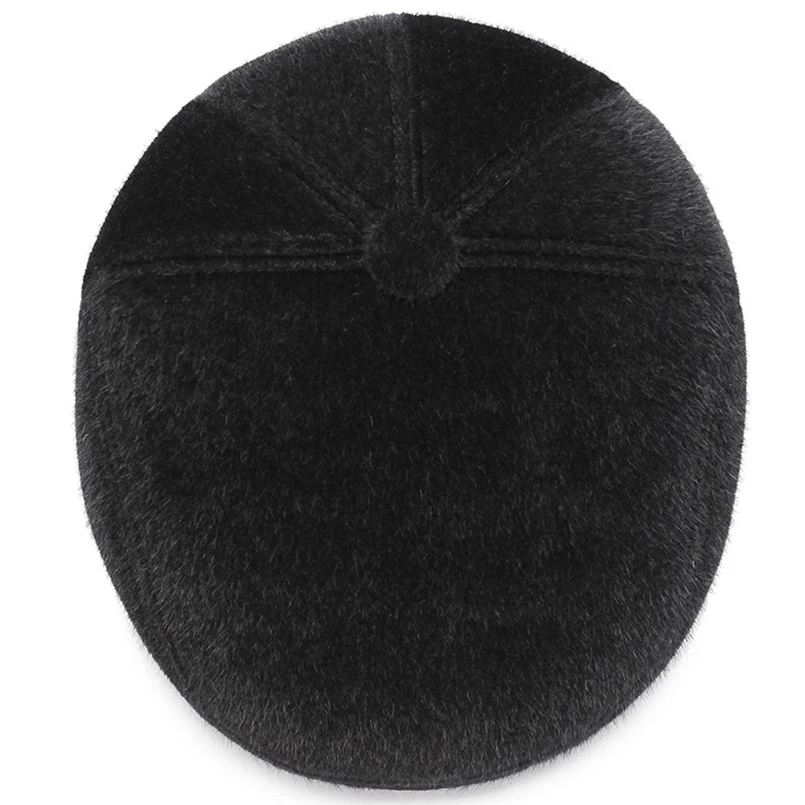 Brand New Beret Men Faux Fur Vintage Winter Beret Dad Hat Thicken Winter Cap Fashion Vintage Autumn Winter Hats for Men Flat Cap