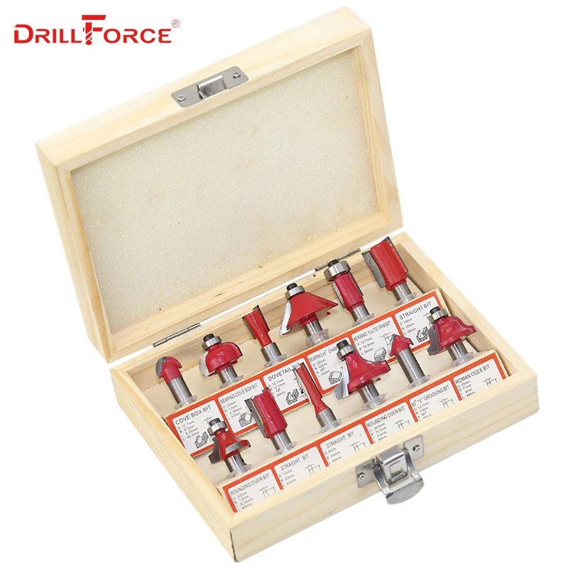 НАБОР КОНЦЕВЫХ ФРЕЗ Drillforce комплект из 12 фрез 8 мм Профессиональный хвостовик