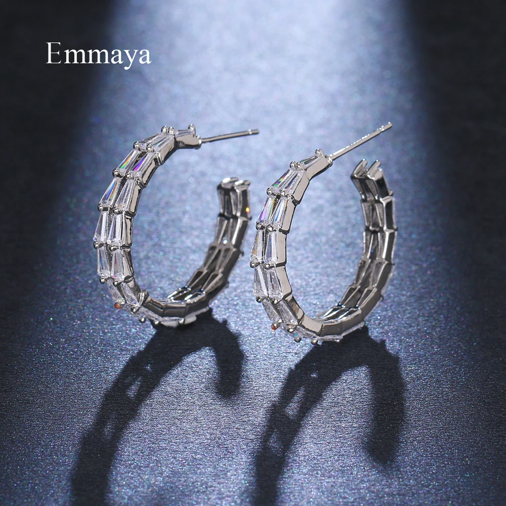Женские двухслойные серьги Emmaya с прозрачным цирконием Элегантные украшения для