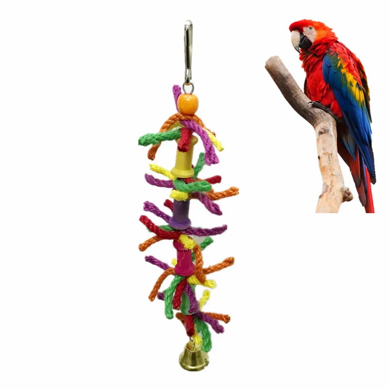 Parrot Toys Hanging Bell for Parrots Bird Squirrel Funny Chain Swing Toy Pet Supplies Climb Chew | Дом и сад