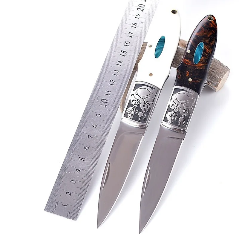 

Hysenss Outdoor Survival Camping Hiking Hunting Hiking Tactical Knife 5cr15 Blade Resin Handle Nylon Scabbard Peeling Edc Tool