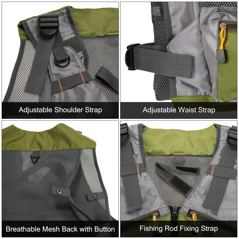 

Outdoor Fishing Vest Multi-Pockets Fly Fishing Jacket Vest Outdoor Mesh Fishing Vest Pack Waistcoat Jacket