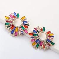 wholesale 8 designs fashion dazzling colorful crystal round stub za earrings wedding party women jewelry bijoux 2022