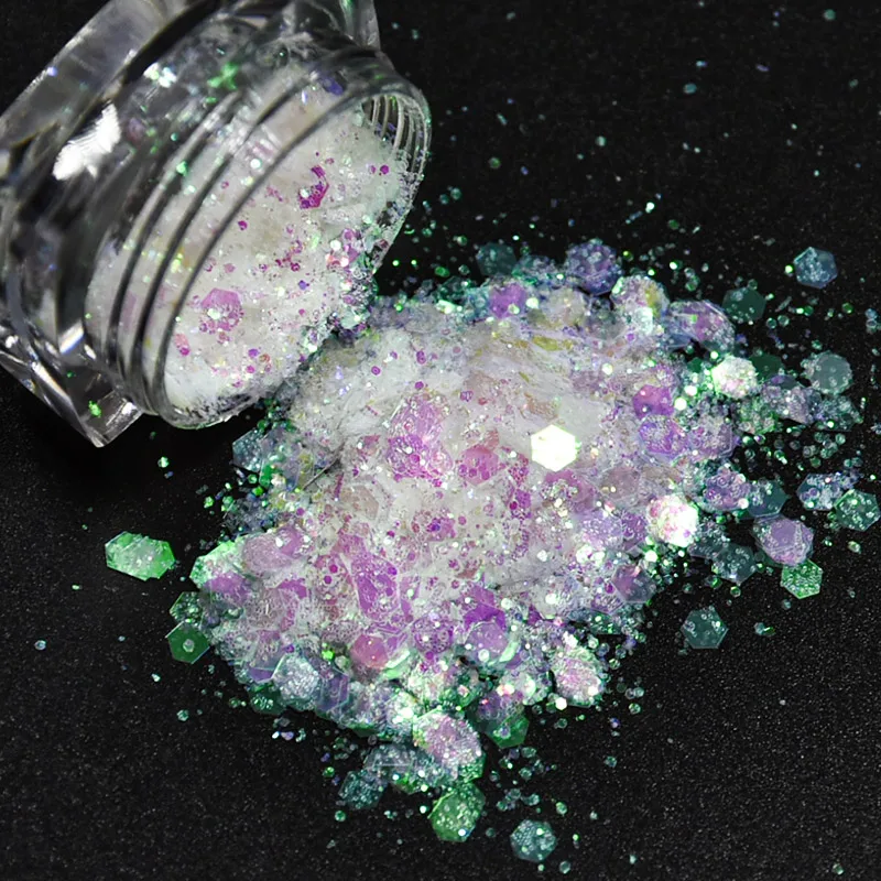 

Diamond Aurora, White Iridescent Chunky Glitter, Chunky Polyester Glitter White Holographic Glitter White Chunky Opal Glitter