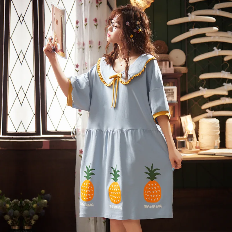 Женские хлопковые ночные рубашки Сексуальная кружевная ночная рубашка сорочка в