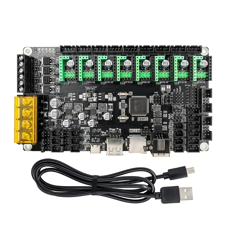 

Обновленная материнская плата Monster8 V1.0, бесшумная материнская плата, 32-бит, 8-осевая, 168 МГц, детали контроллера 3D-принтера