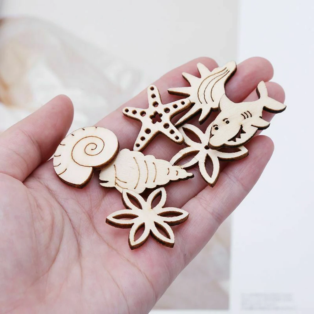 50 шт Мультяшные деревянные части животное деревянное Морская раковина форма