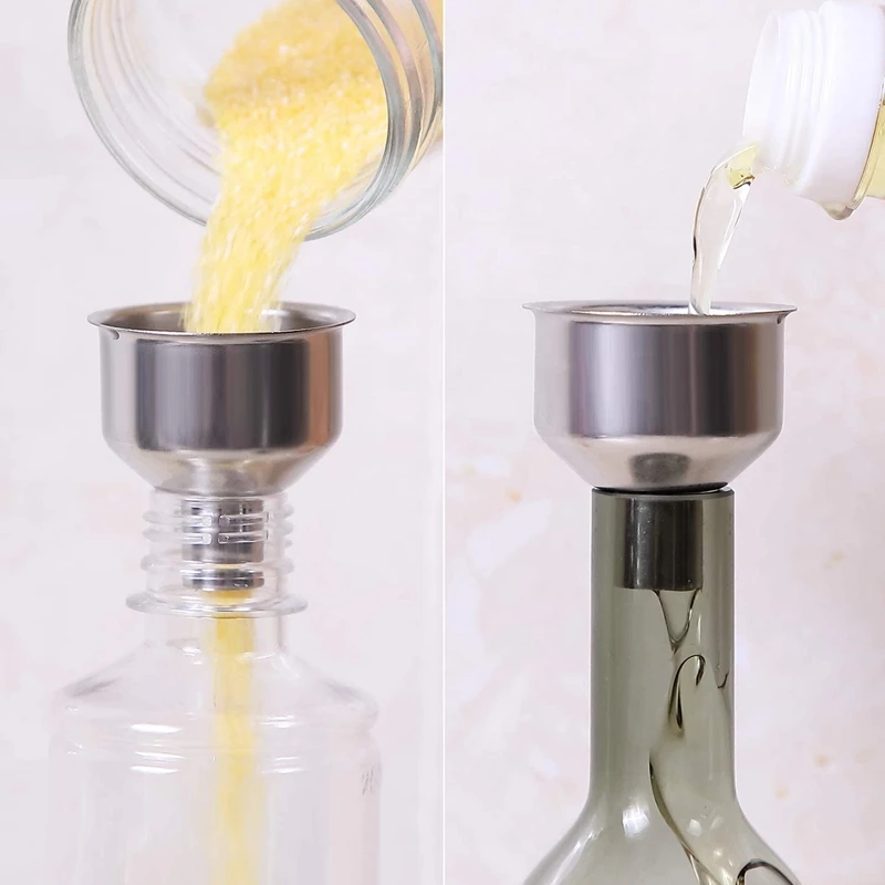 

Stainless Steel Funnels Set,Kitchen Funnels with Strainer for Transferring of Liquid Spices Powder Oils Bean Jam Funnel