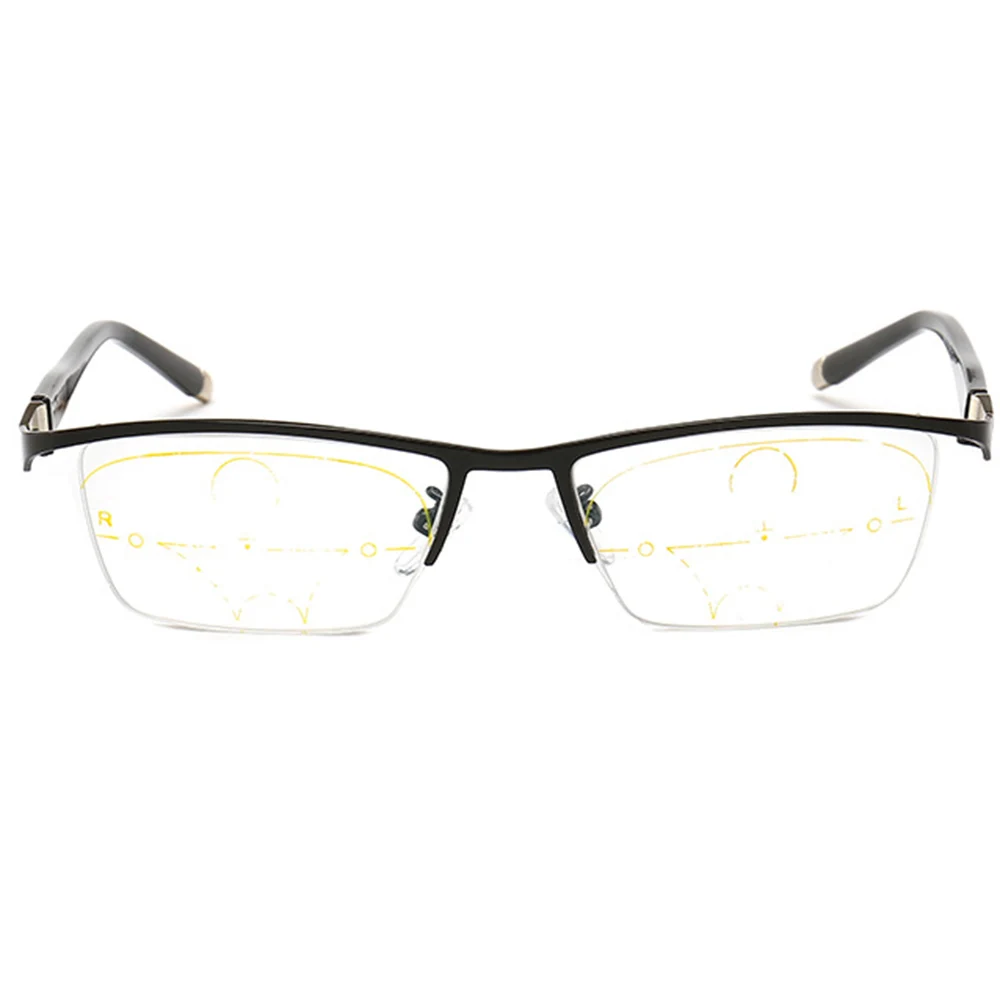 

Spring Temple Alloy Frame Luxury Men Women Progressive Multifocus Reading Glasses ADD 75 100 125 150 175 200 To 400 with Case