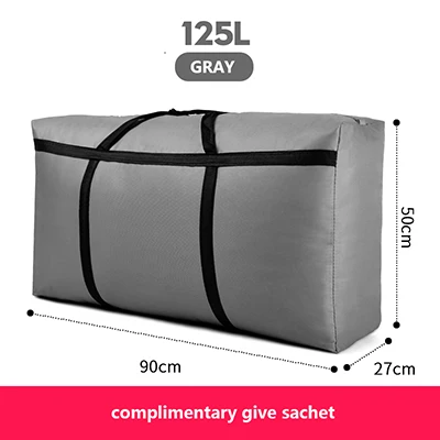 Gray 125L Дорожная сумка, холщовая, переносная, для женщин, для выезда за границу, сумка для багажа, большая вместительность, 40L-180L, большая, переносная, для дома, сумка для хранения, очень большая - Цвет: Gray 125L