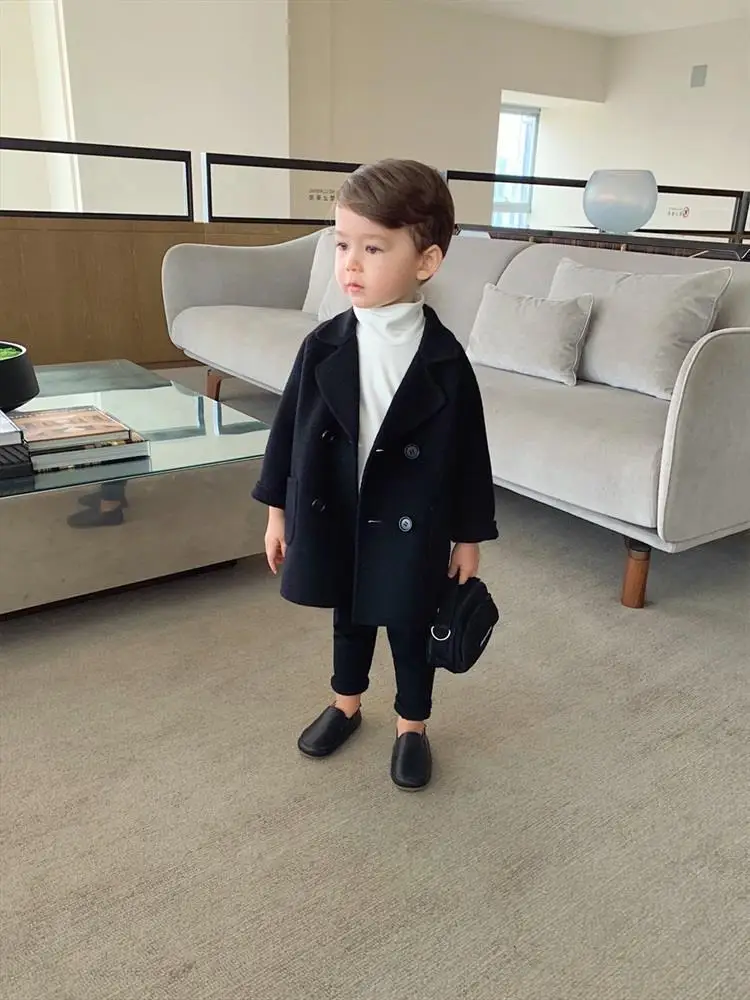 

Winter coat for boys woolen coat mid-length coat Ethan Fashion Wool Boys Coat