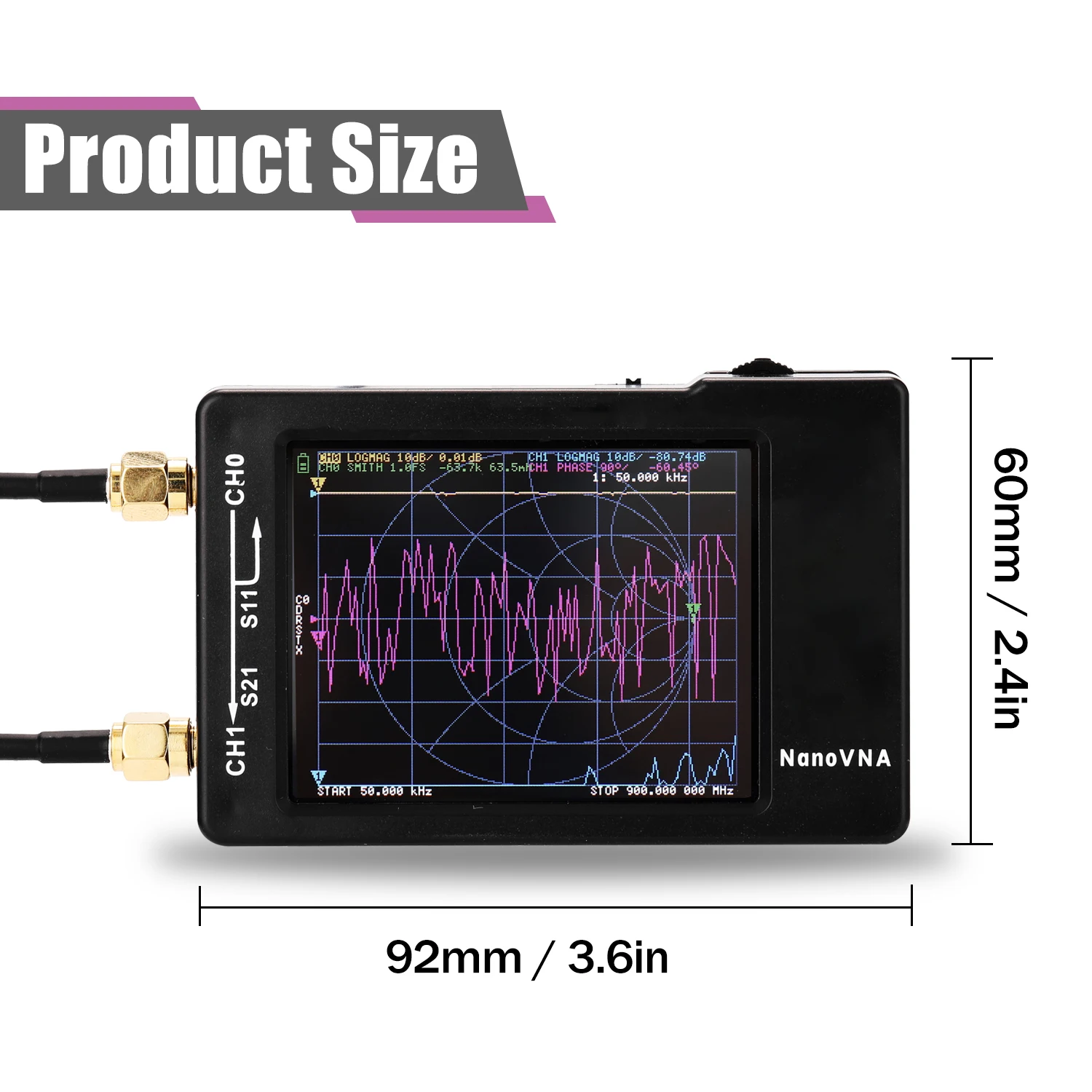 Vector Network Analyzer 50KHz-900MHz Digital Display Touching Screen Shortwave MF HF VHF UHF Antenna Standing Wave |
