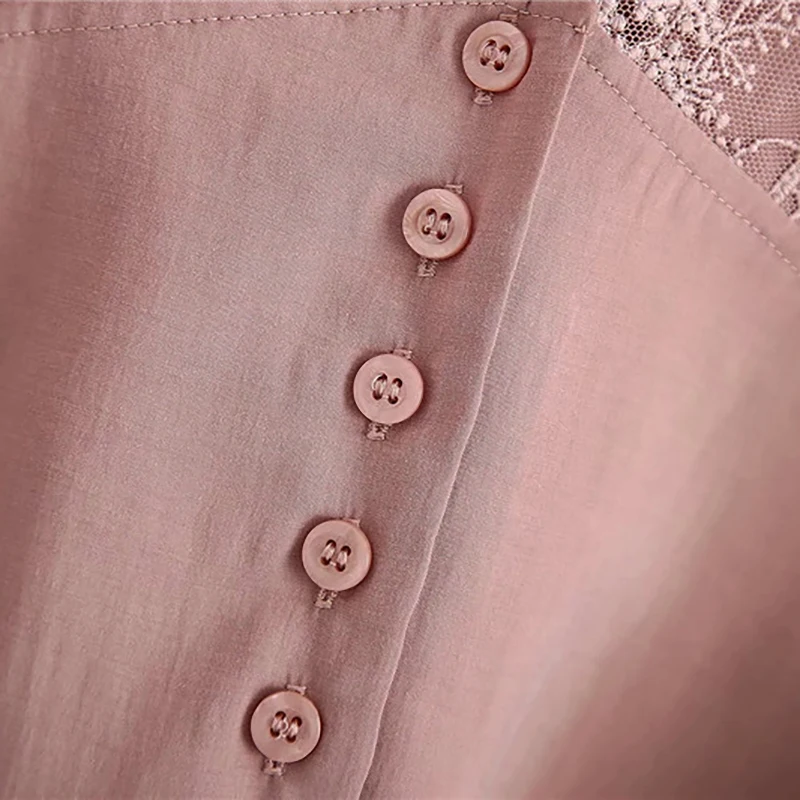 Женская кружевная блузка za однобортная эластичная хлопковая рубашка с коротким