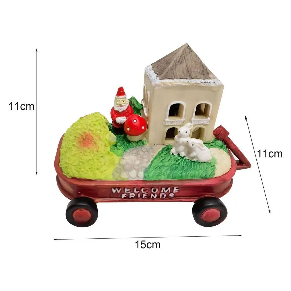 Estatuillas en miniatura de navidad, Mini ornamento de resina de Santa Claus, estatua de casa de jard&iacute;n al aire libre, Patio, adorno de c&eacute;sped para navidad-5