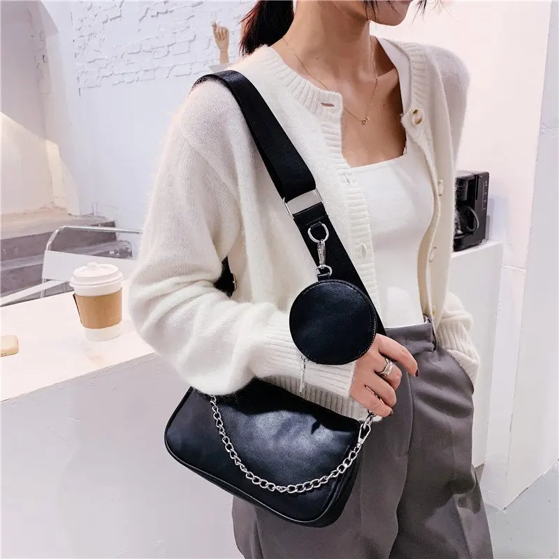 

Women Crossboy Bags 2020 New Leather Shoulder Bag With Coin Purse And Handbag Ladies Bag 2 Pieces Set Messenger Bags Retro Hobo