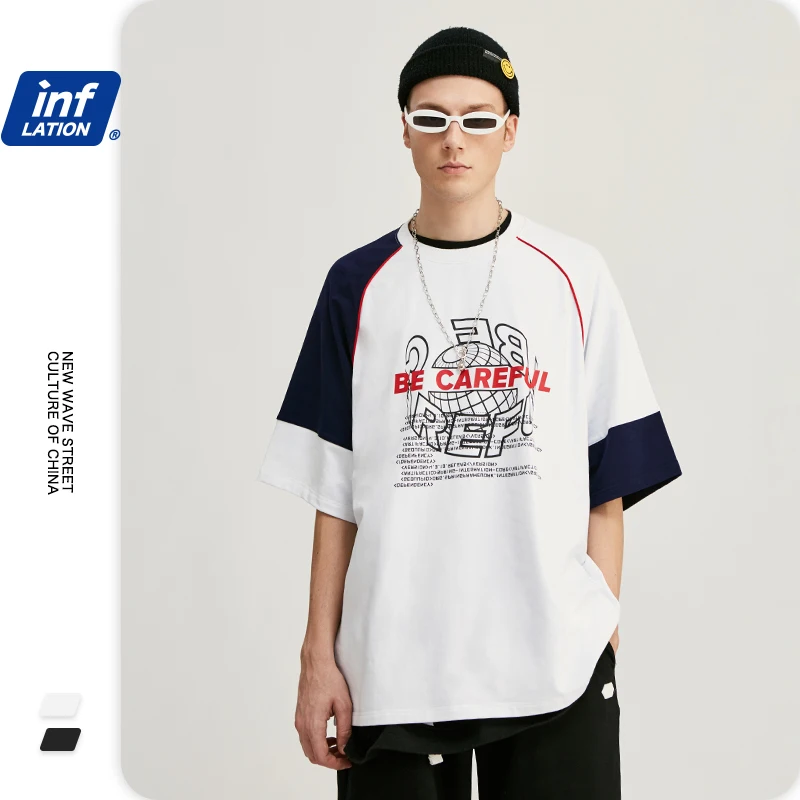 Мужская хлопковая футболка с круглым вырезом и спущенными плечами|Мужские